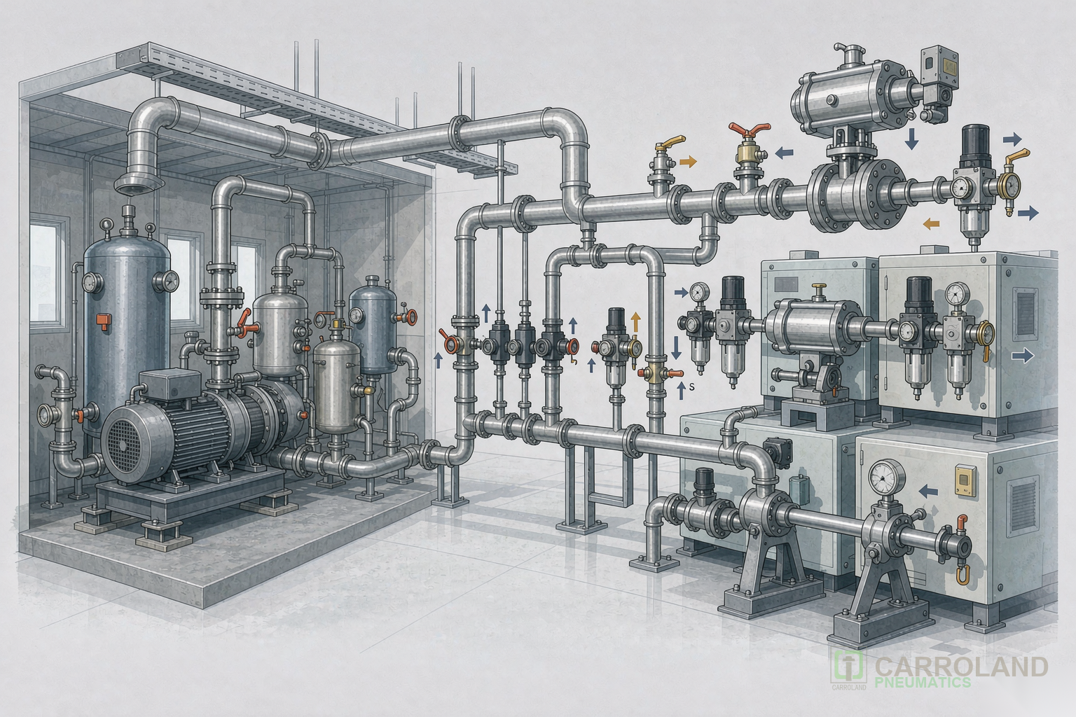 Pneumatic automation in modern manufacturing plant