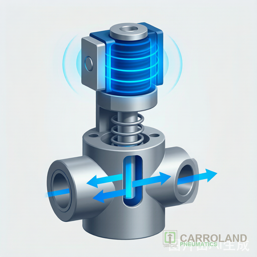 Schematic showing how a solenoid valve works