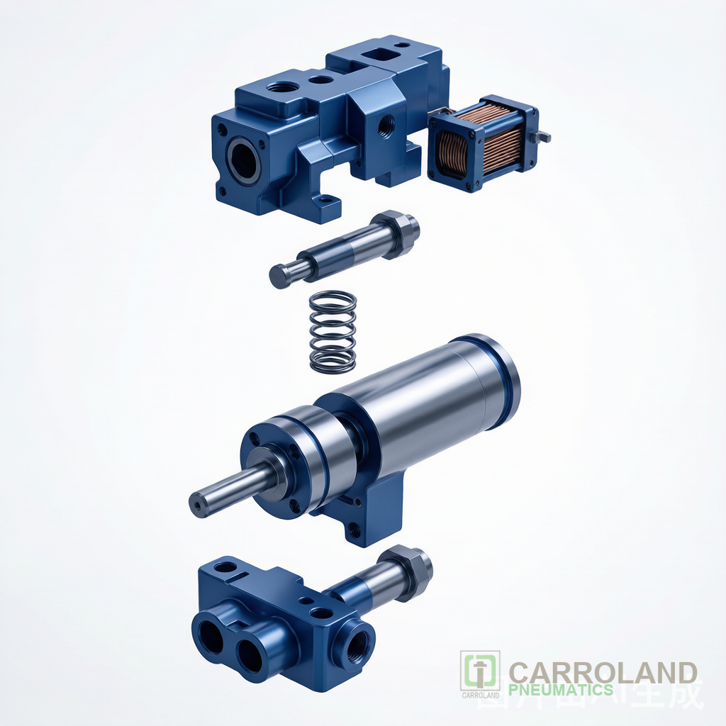 Exploded view of pneumatic system parts