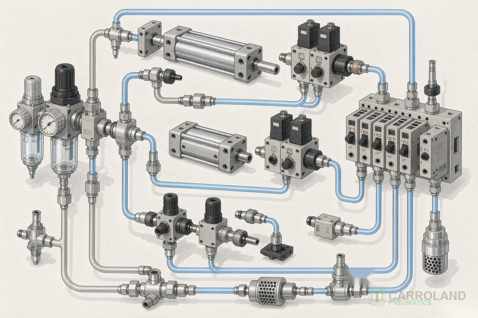 Pneumatic system components for 3C automation