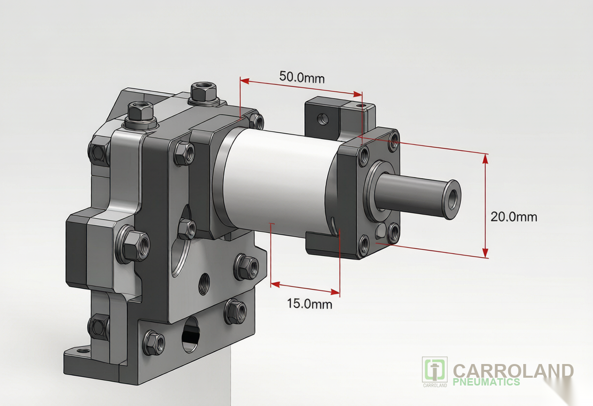 50 mm stroke pneumatic cylinder in compact automation