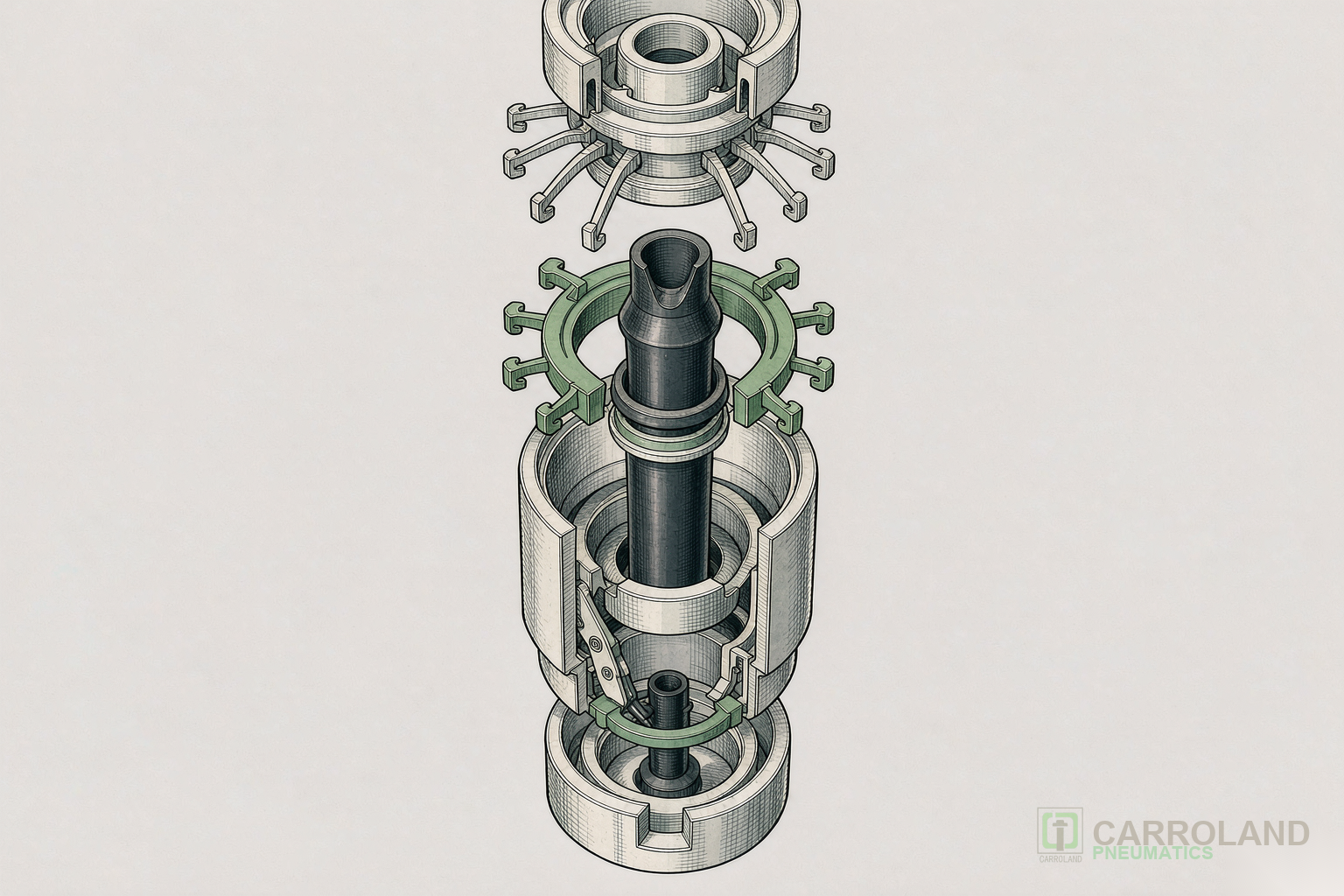 Push to connect pneumatic fitting cutaway