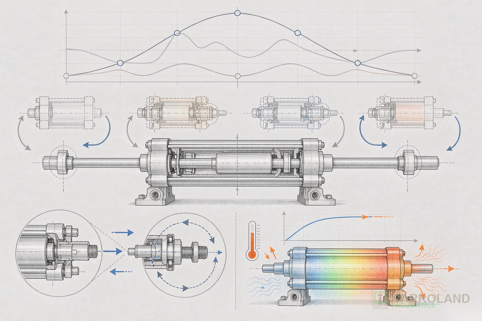 Continuous reciprocating pneumatic cylinder duty cycle