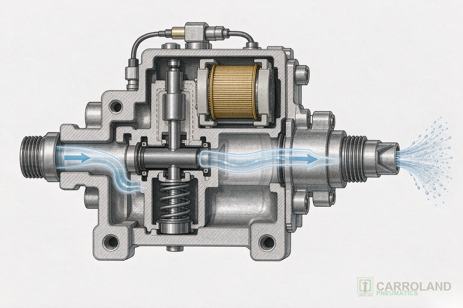 Coolant solenoid valve cutaway