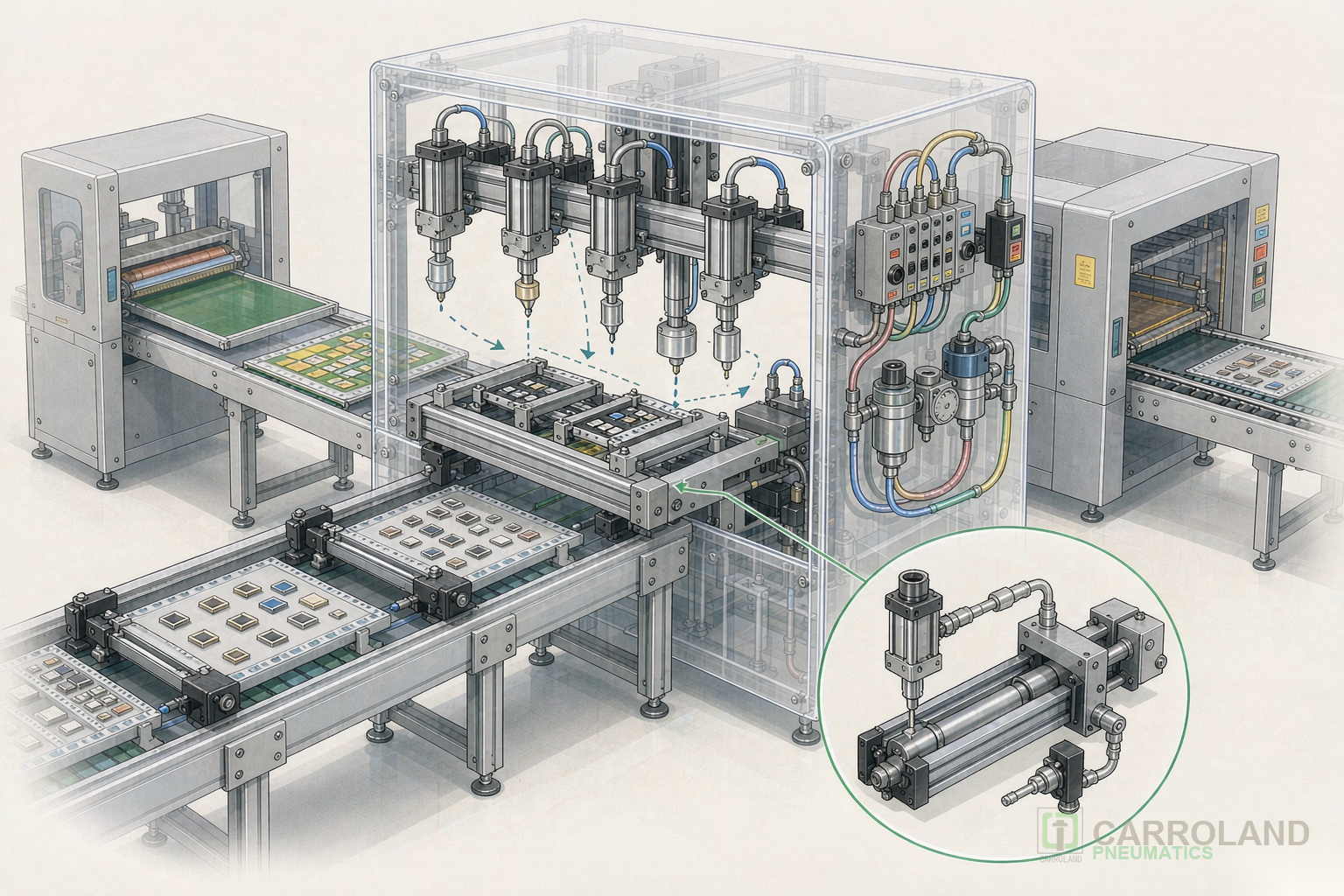 Pneumatic solutions for electronics manufacturing