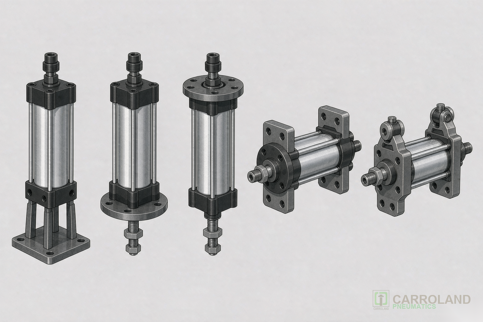 ISO 15552 cylinder mounting types technical illustration