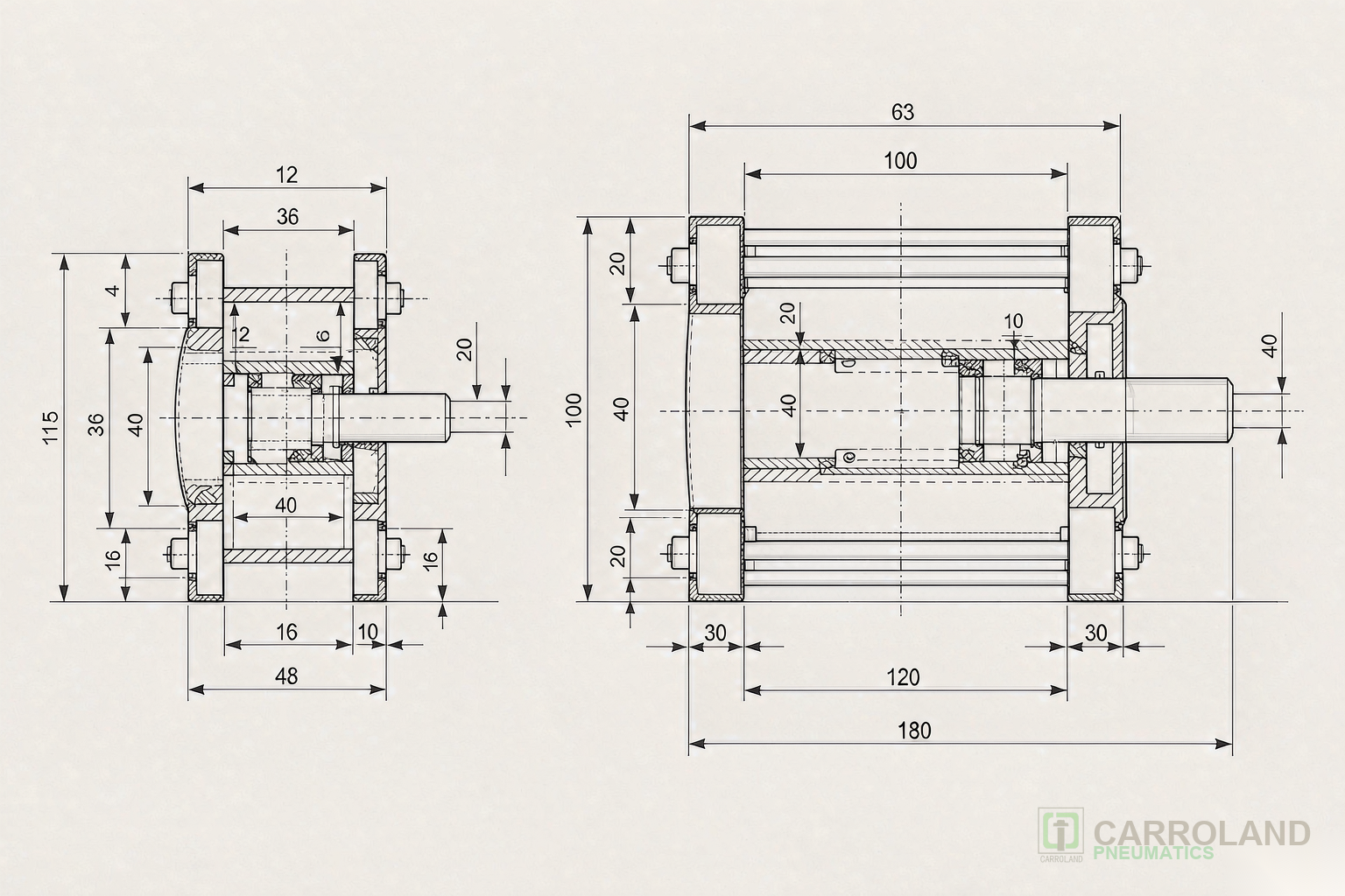 ISO 15552 vs ISO 6432 dimension comparison technical drawing
