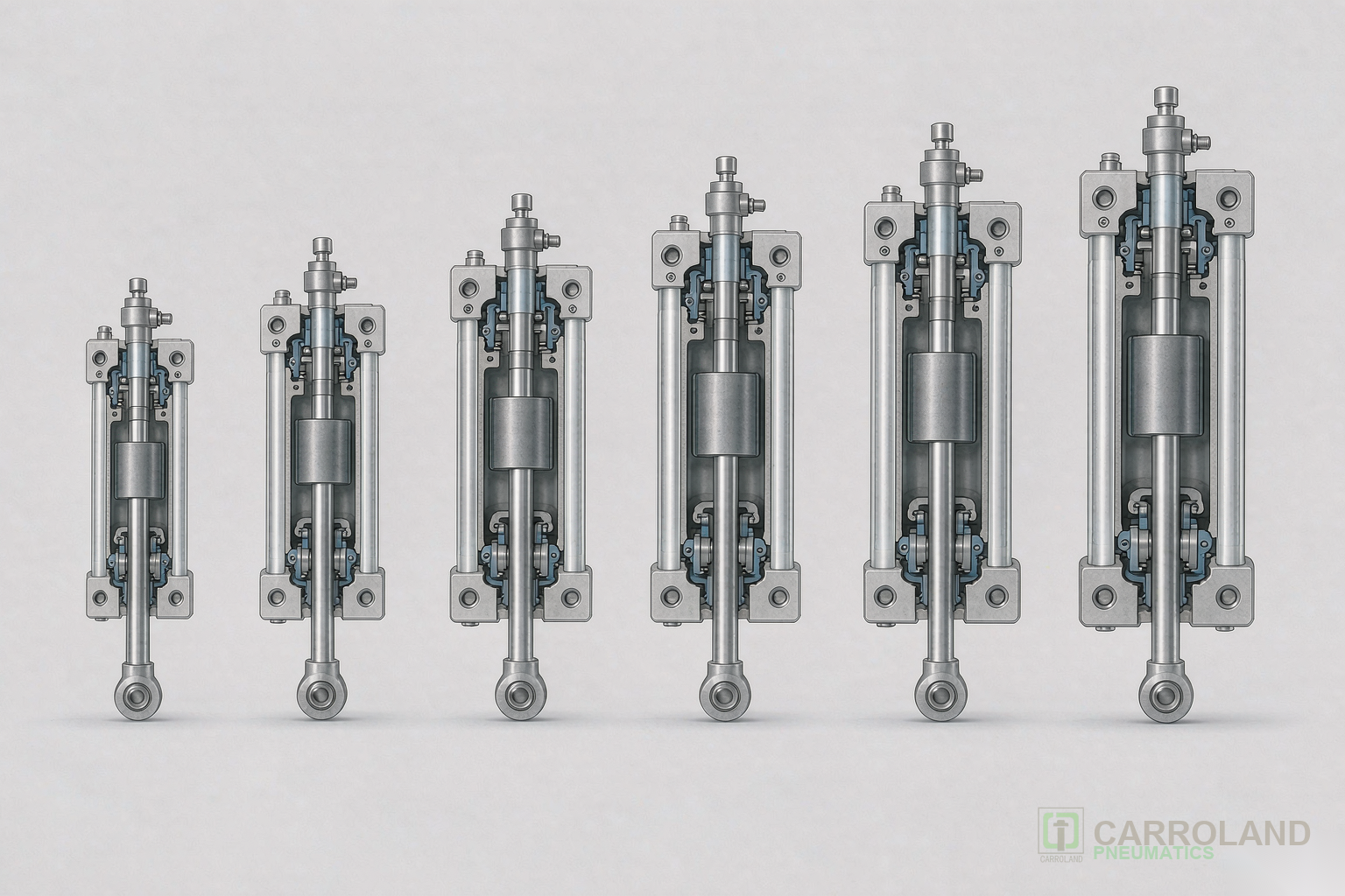 ISO 21287 compact cylinder bore range 20-100mm technical illustration