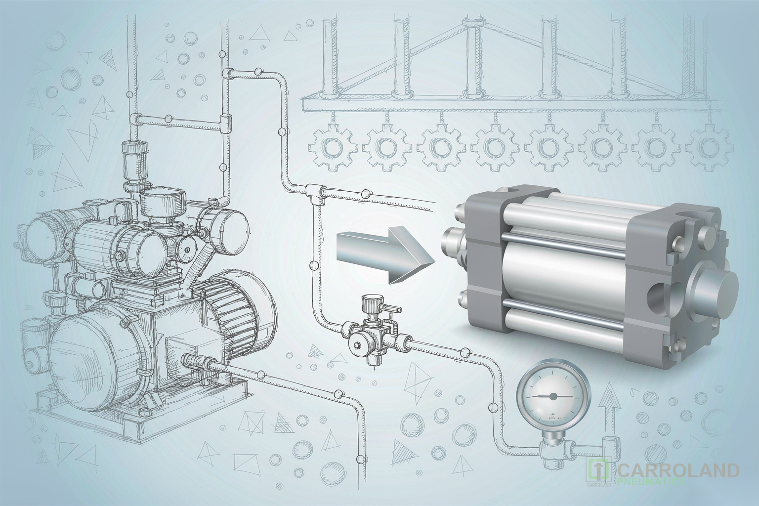 Pneumatic cylinder air consumption calculation infographic